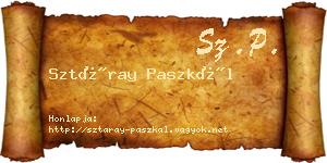 Sztáray Paszkál névjegykártya